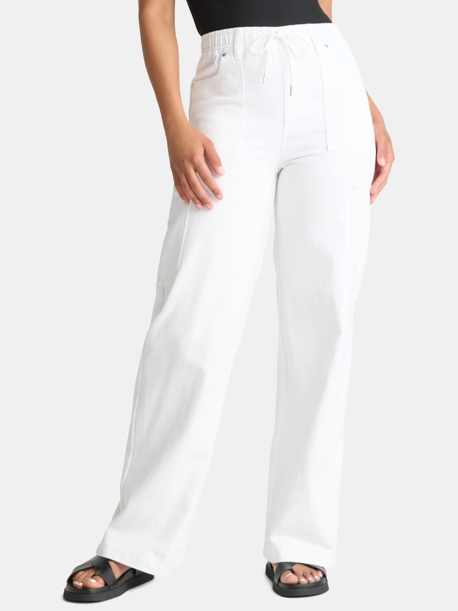 Madden NYC Women's Drawstring Utility Jeans, 32'' Inseam, Sizes XXS-2XL | Walmart (US)