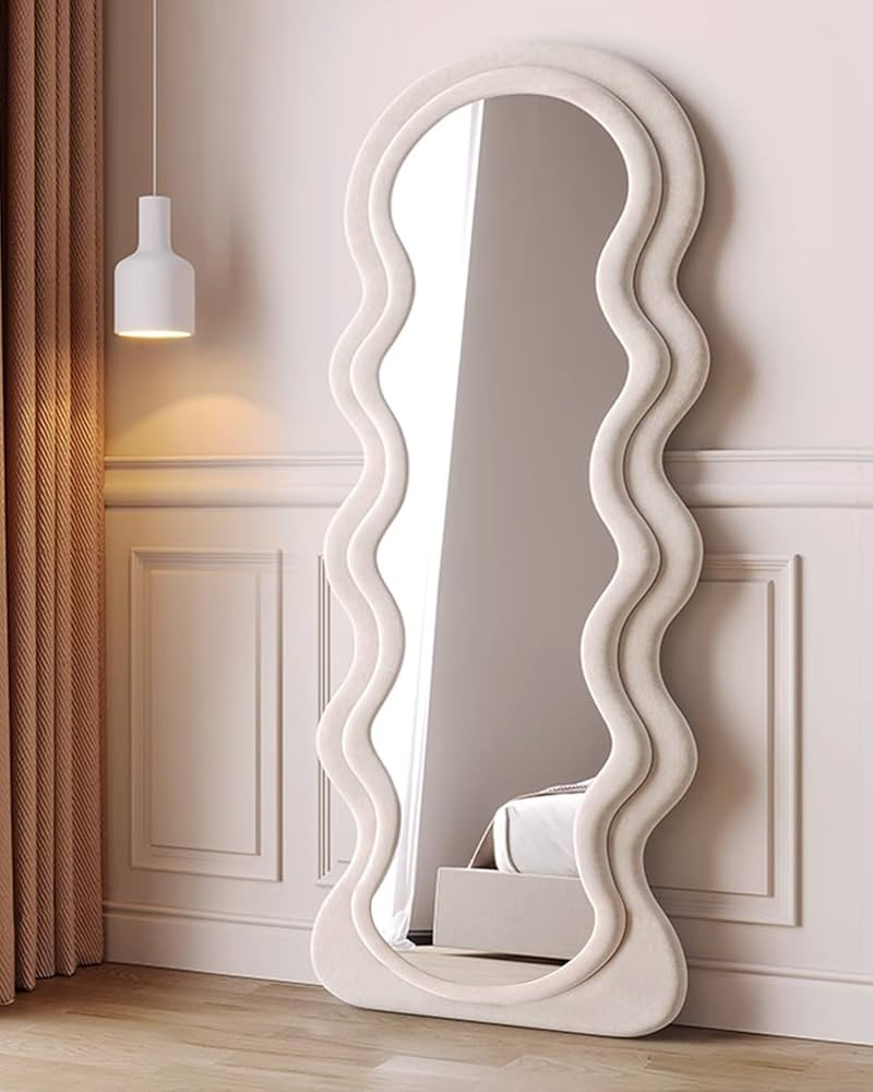 Amazon.com: OGCAU Full Length Mirror, Wavy Mirror Full Length, Wave Floor Mirror, Full Length Wal... | Amazon (US)