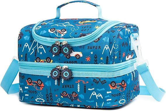 Insulated Kids Dual Compartment Lunch Bags Tote Pack for Girls Boys Toddler Kindergarten School P... | Amazon (US)