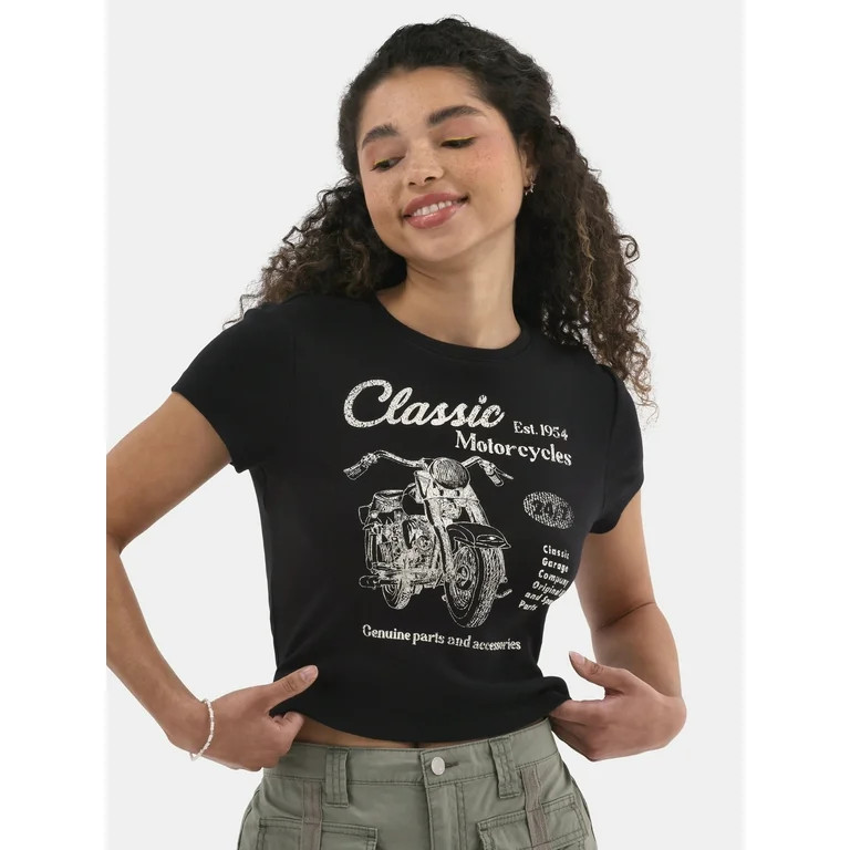 No Boundaries Graphic Cotton Baby Tee, Women's | Walmart (US)