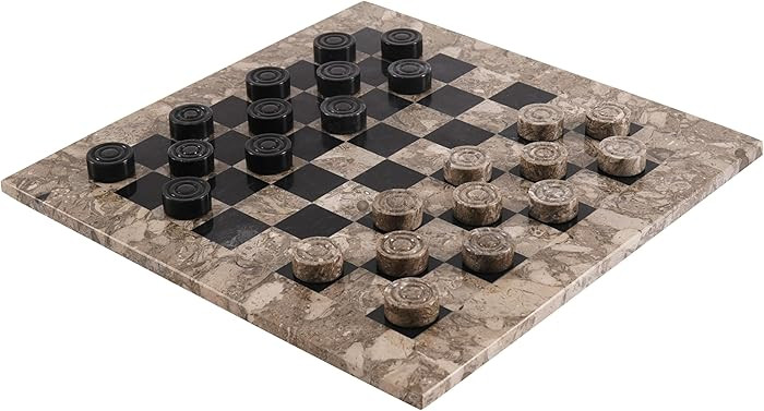 Marble Checkers Board Game 15 Inches Oceanic and Black Handmade 2-Player Tournament Checker Set, ... | Amazon (US)