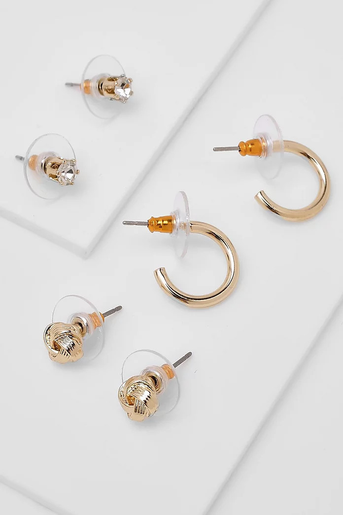 Goldenes Ohrringe-Set mit Strass | Boohoo.com (DE)