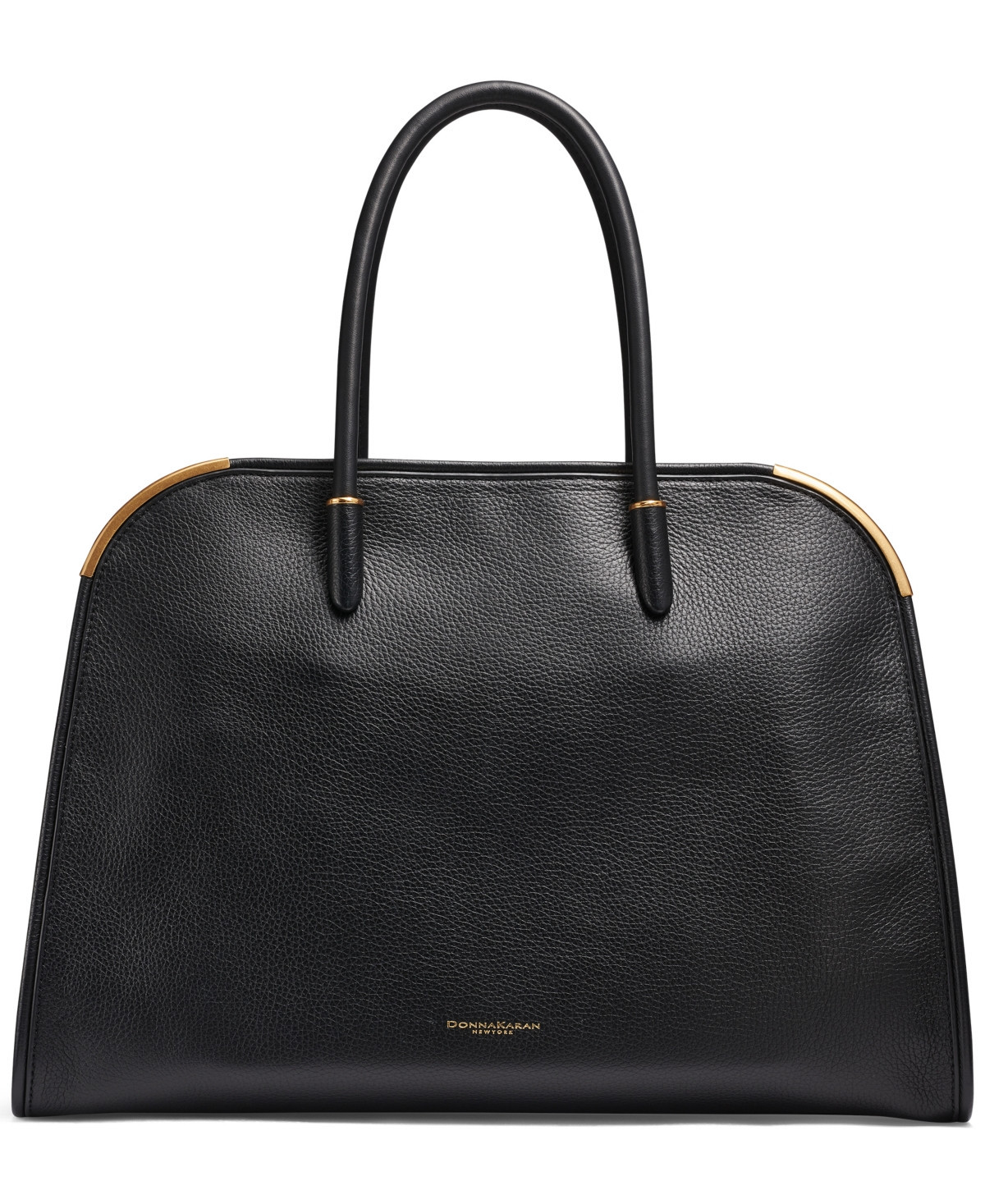 Donna Karan New York Satin Leather Medium Tote Bag - Black/gold | Macy's