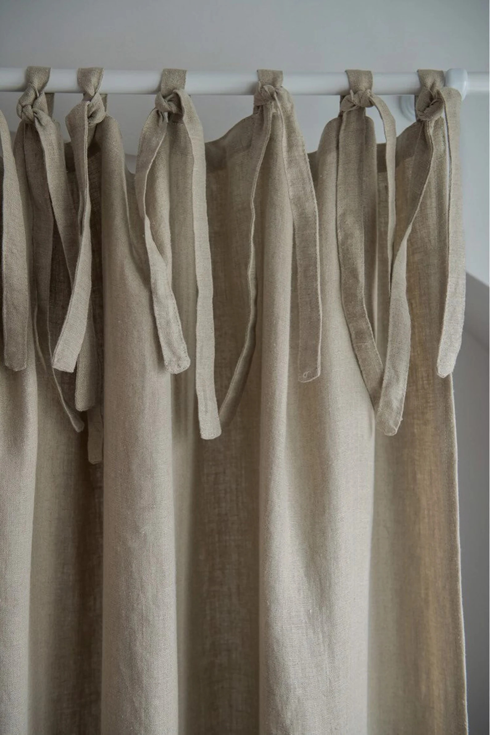 Natural Linen Tie Top Curtain Panel, Burlap Window Drapes - Etsy | Etsy (Global)