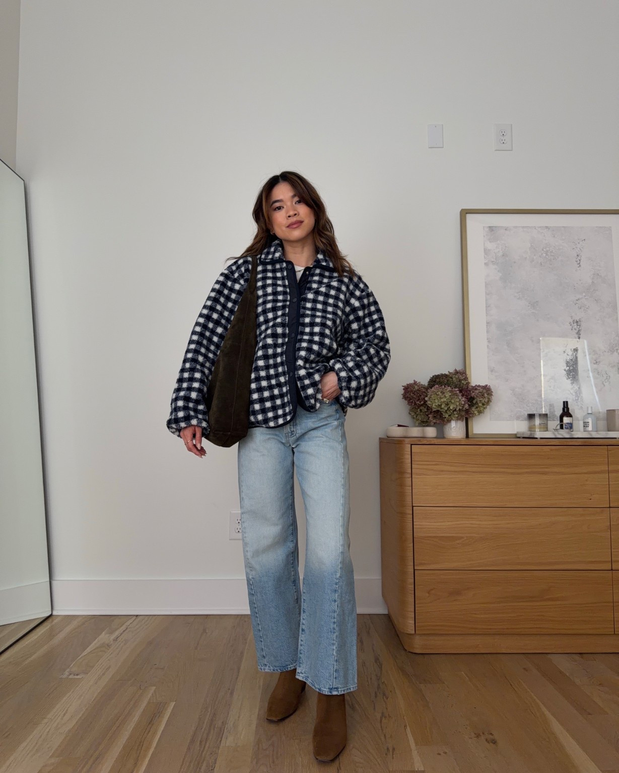 Sizing info: jacket size XS petite, white tee size XS, jeans size 24 in this is how I roll! 

petite fashion, get dressed with me, outfit inspiration, ootd, nashville outfit, Nashville influencer, petite style, vacation style, casual outfits, mom style, petite pants, winter dress, winter outfit, winter pants, winter outfit inpso, winter outfit idea, winter top, winter style, winter sweater, cozy sweater, cold weather sweater, cold weather outfit, winter bag, winter purse, denim, jeans, fuzzy jacket, gingham jacket, navy jacket, suede boots, wide leg jeans, light wash jeans,  

 

#LTKootd #LTKmomlife #LTKPetite