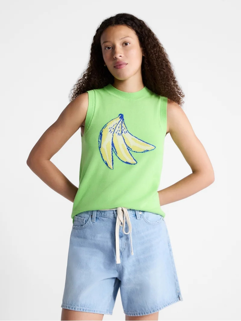 Free Assembly Women's and Women's Plus Graphic Sweater Shell, Sizes XS-4X | Walmart (US)