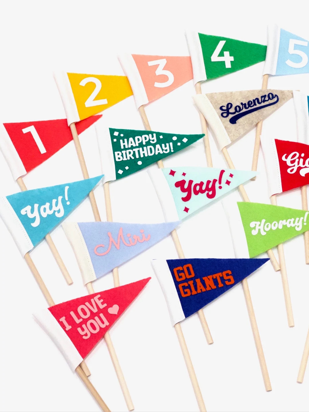 Custom Mini Pennant, Waving Hand Flag, Small Triangle Pennant Flag Party Favors, Mini Flag Cake T... | Etsy (US)