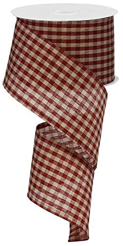 Primitive Gingham Check Wired Edge Ribbon, 10 Yards (Red, Tan, 2.5") | Amazon (US)