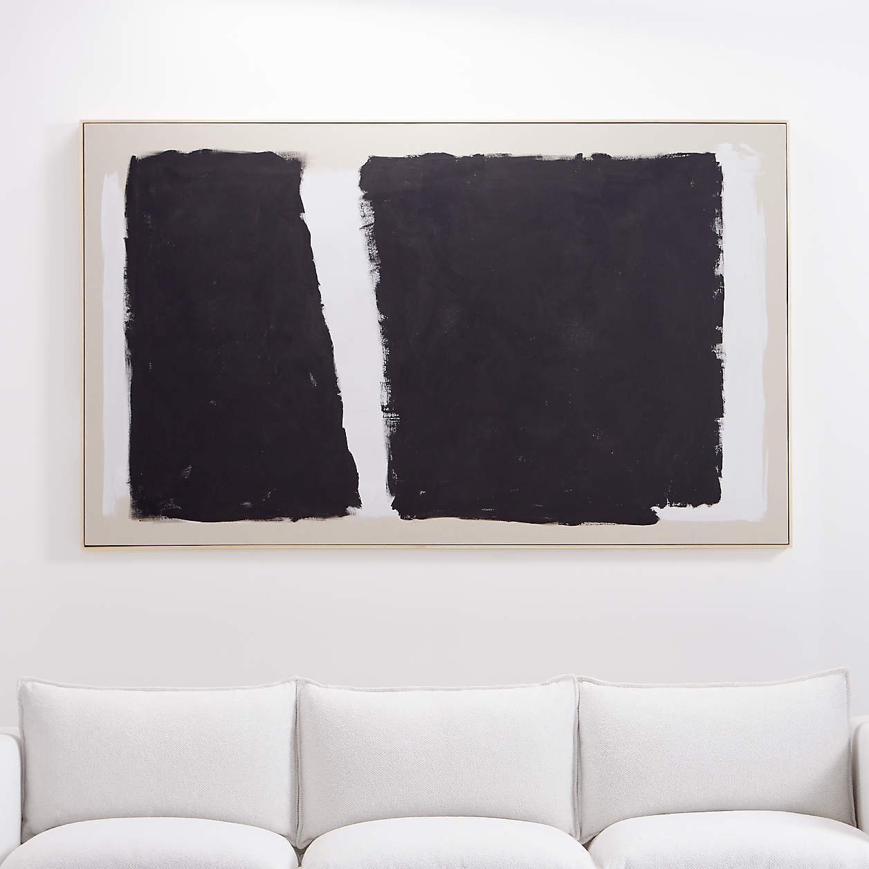 'Dark Modern Moment' Framed Hand-Painted Raw Canvas Wall Art 49"x81" + Reviews | Crate & Barrel | Crate & Barrel