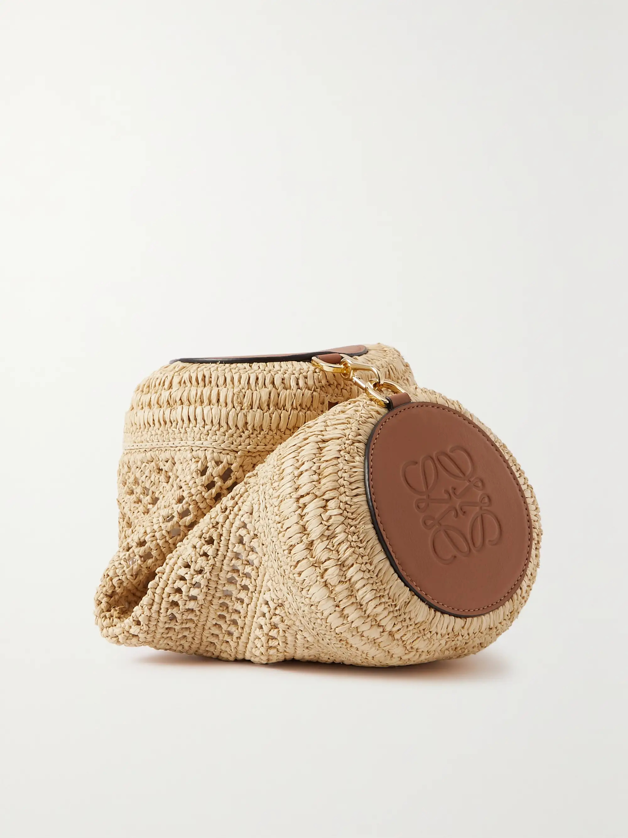 + Paula's Ibiza leather-trimmed raffia shoulder bag | NET-A-PORTER (US)
