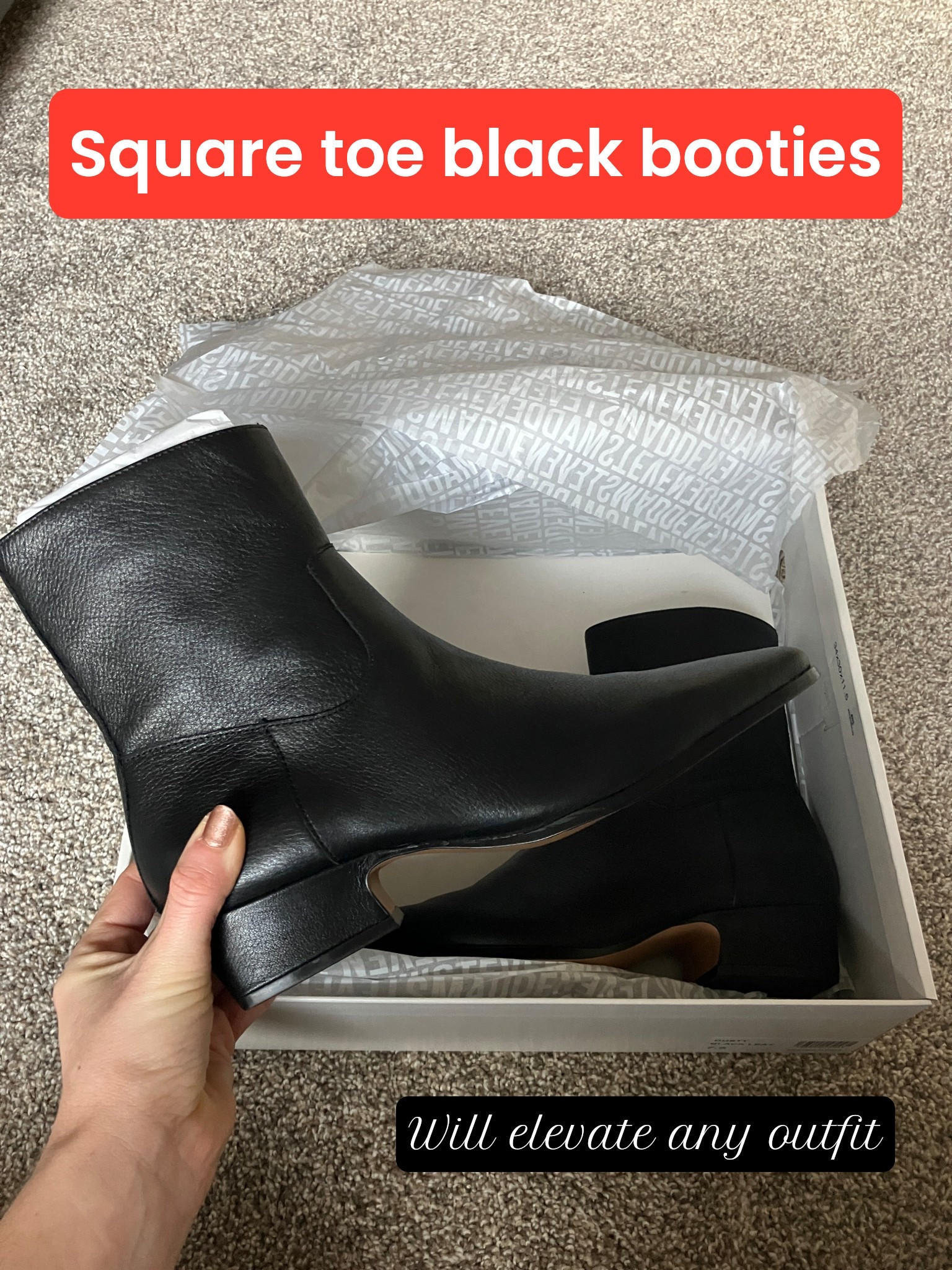 Christmas present to myself! 
These square toe black booties were my Christmas present to myself and I love them! The small heel height makes them super comfy but a touch fancy. They were comfy from day one. I’m normally between a 7-7.5 and took a 7.5 in these. They come in two other colors as well! These winter boots are a must have! 

#LTKootd #LTKmomlife #LTKgrwm
