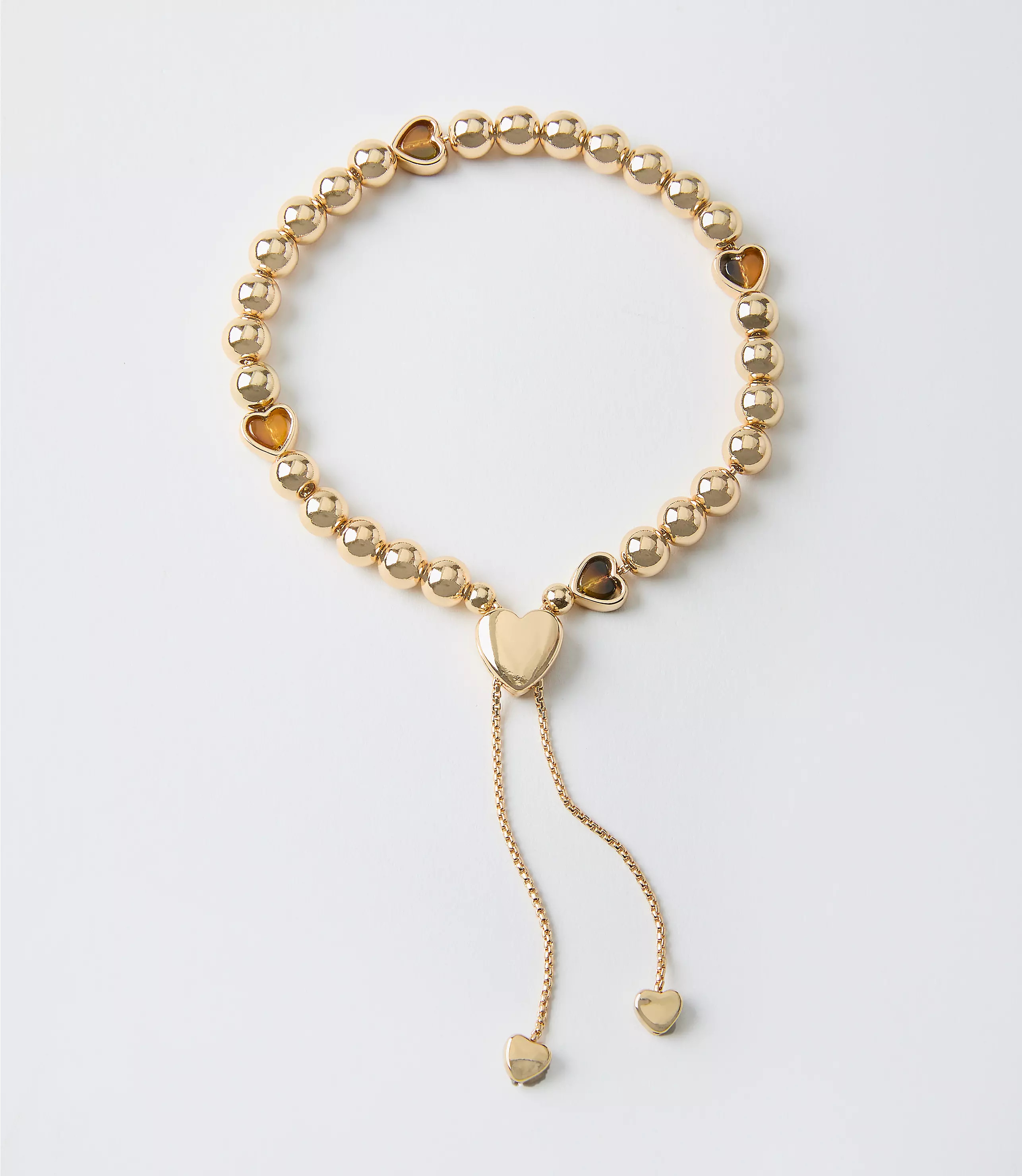 Tortoiseshell Print Mini Heart Pull Tie Bracelet | LOFT