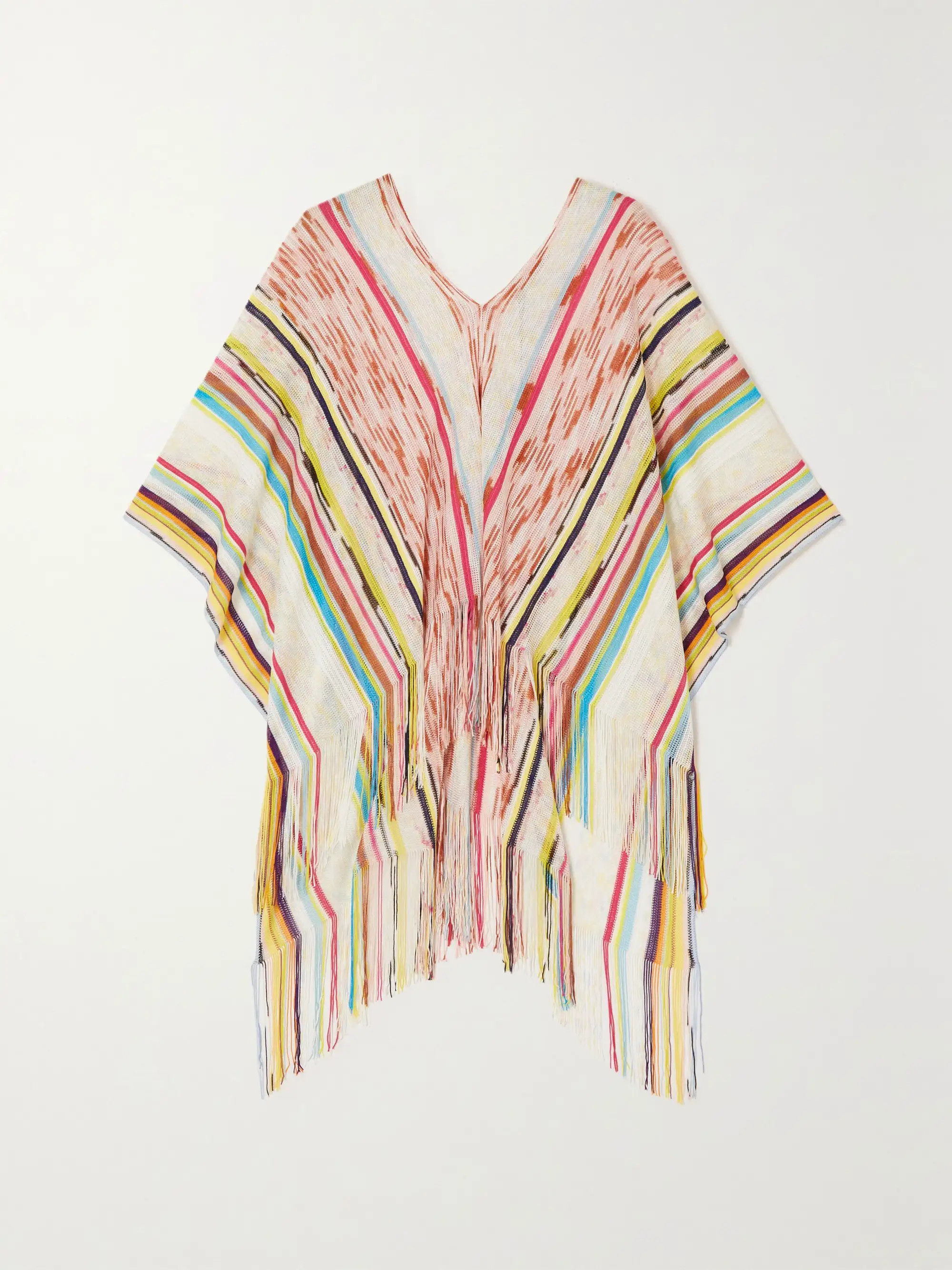 Fringed striped crochet-knit poncho | NET-A-PORTER (US)