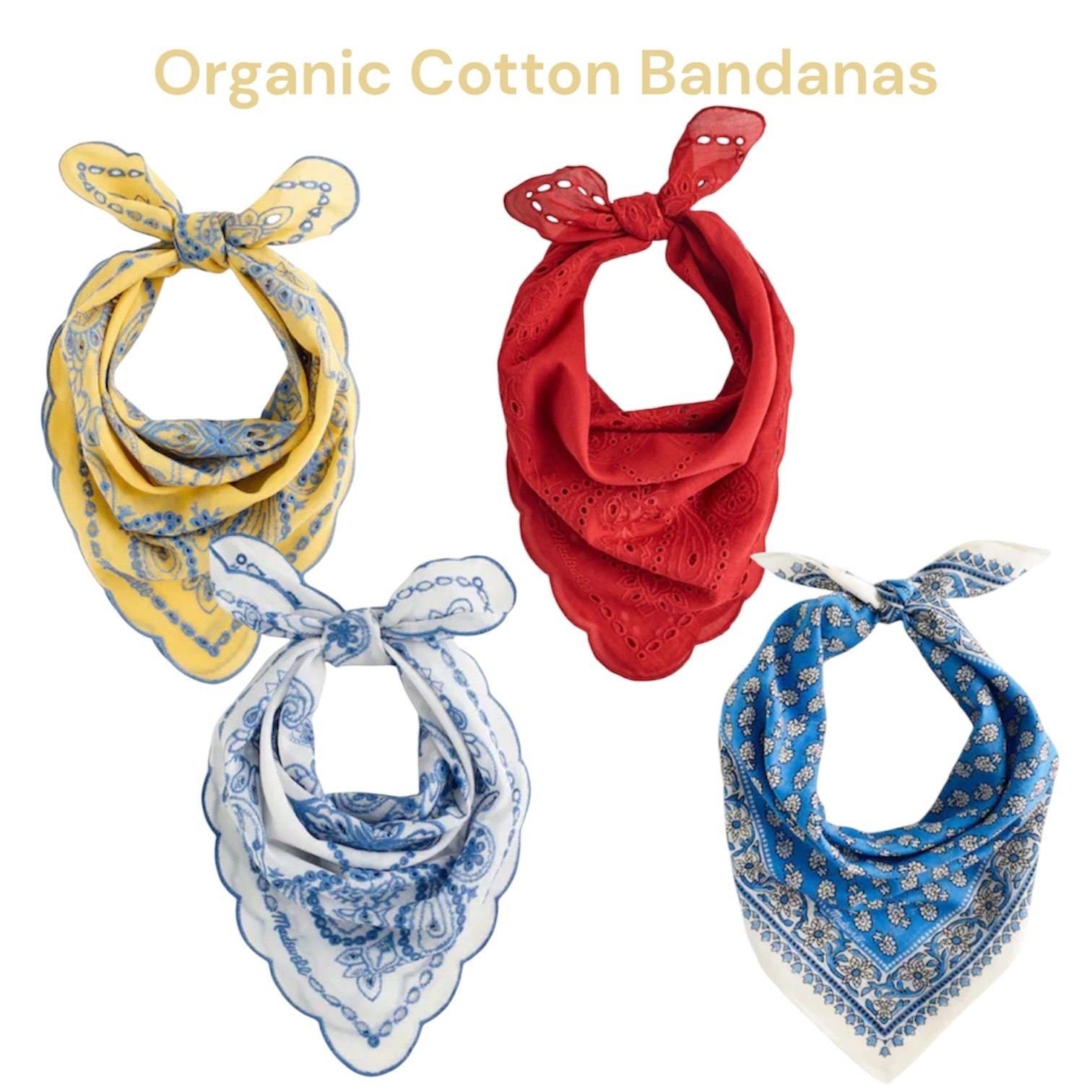 20% off with code LTK20. 
Organic Cotton Eyelet Bandanas from Madewell. These adorable and fun accessories can be worn around the neck, on the head, or even added to your bags. They’re perfect for summer and can elevate your look. Just purchased the white one!

#LTKxMadewell #LTKSeasonal #LTKSaleAlert
