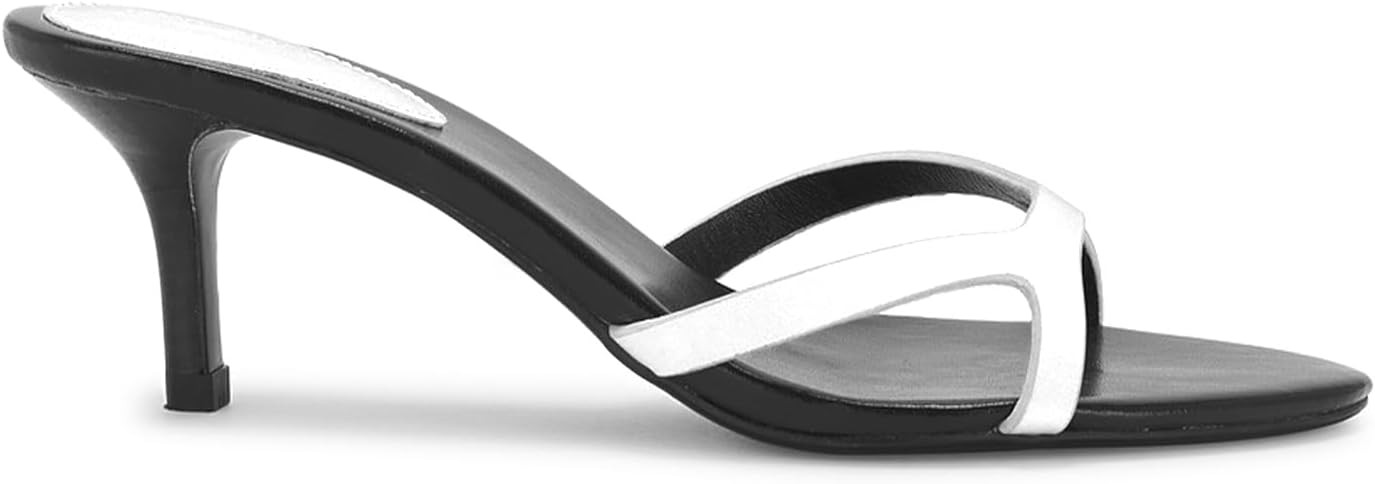 Amazon.com | QIV Brown Kitten Heels for Women Single Strap Low Heel Open Toe Mule Shoes Non Slip ... | Amazon (US)