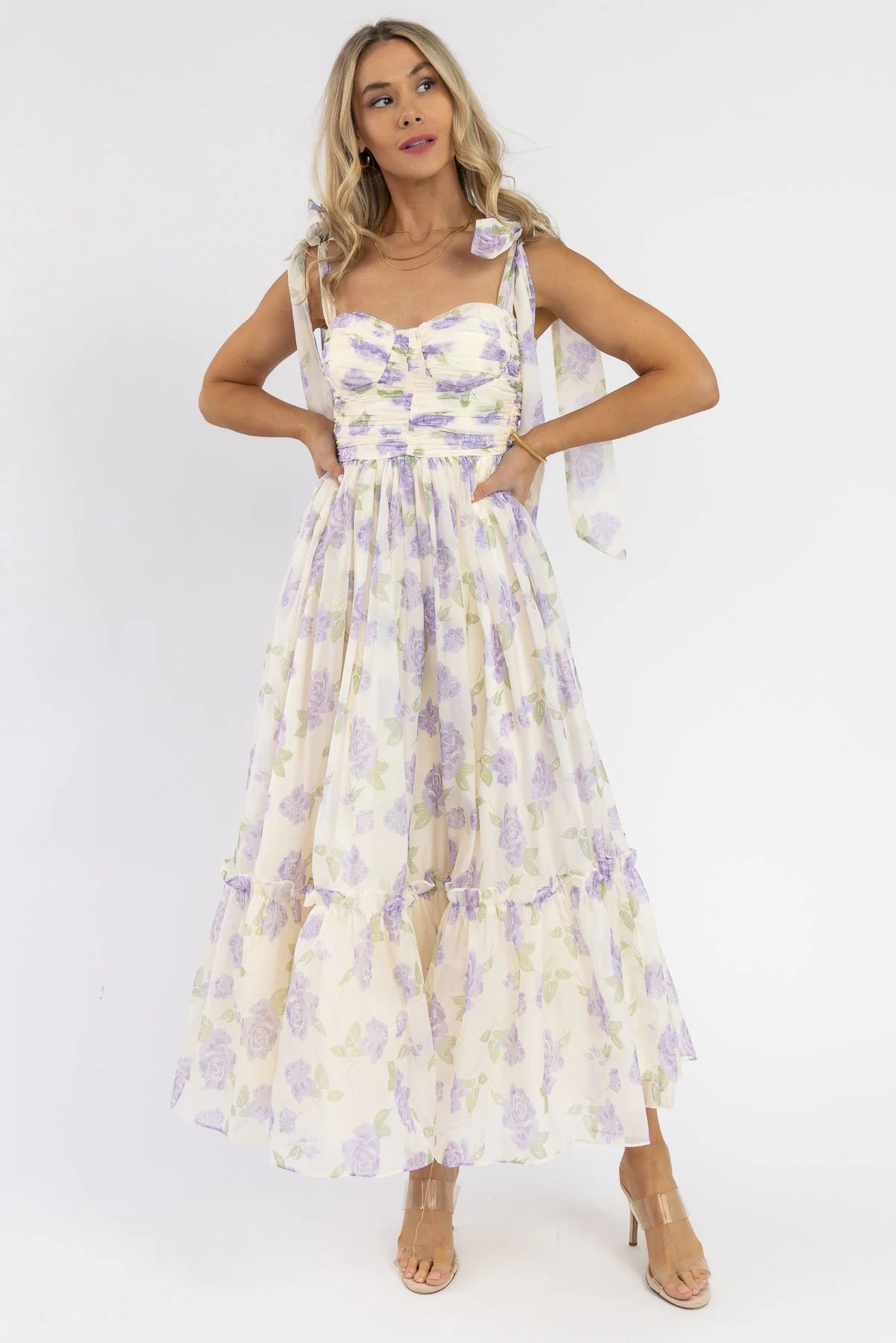 Sweet Serenade Lavender Floral Maxi Dress | JO+CO