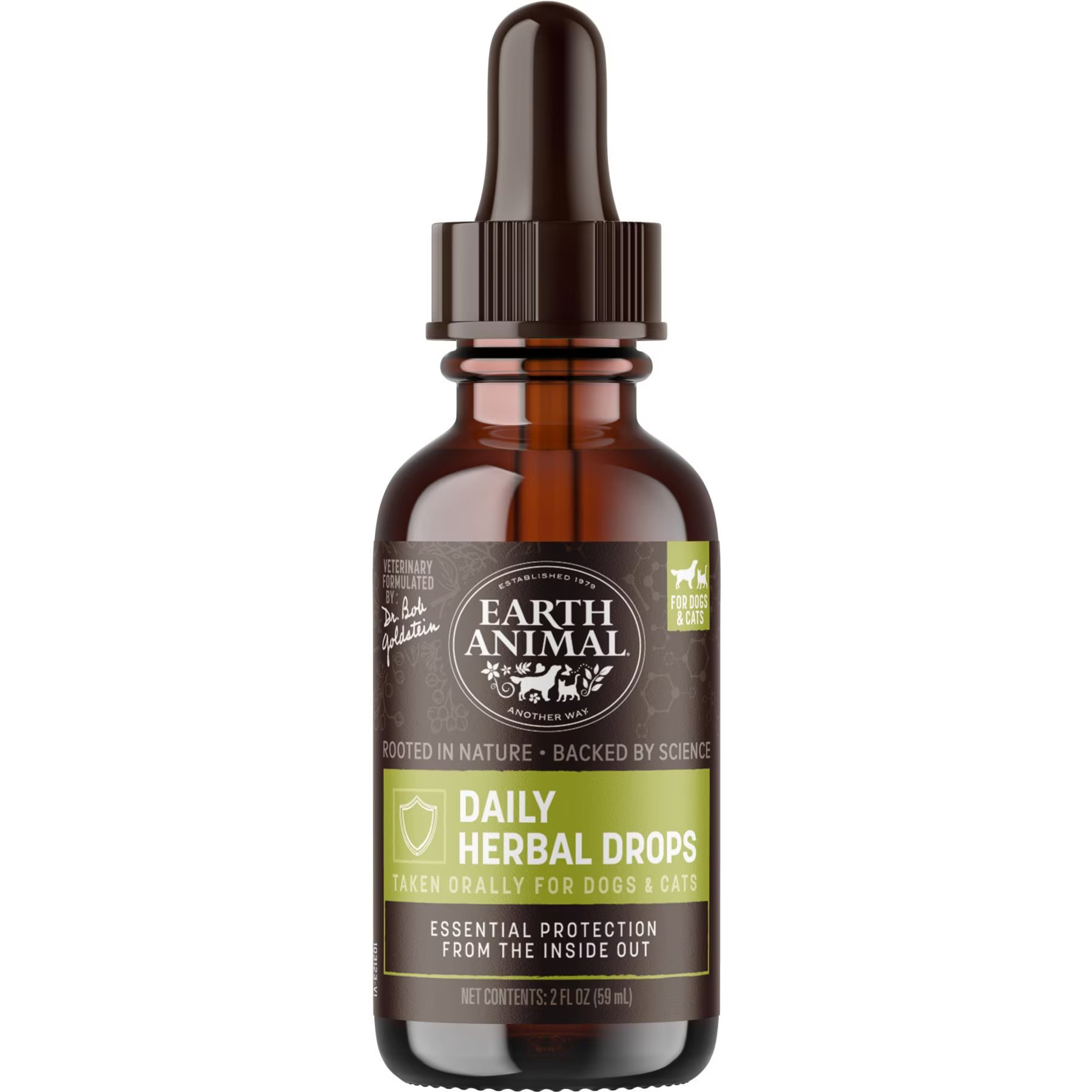 Earth Animal Apothecary Natural Flea & Tick Daily Internal Herbal Drops Oral Supplement for Dogs & Cats, 2-fl oz bottle | Chewy