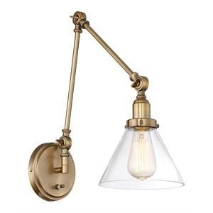 Savoy House Drake 13" 1-Light Traditional Metal Adjustable Sconce in Warm Brass | Cymax