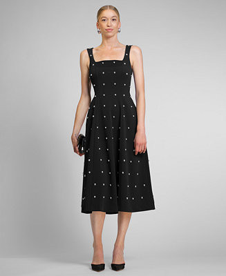 Women's Zahra Nailhead Trim Square Neck Midi Dress | Macy's