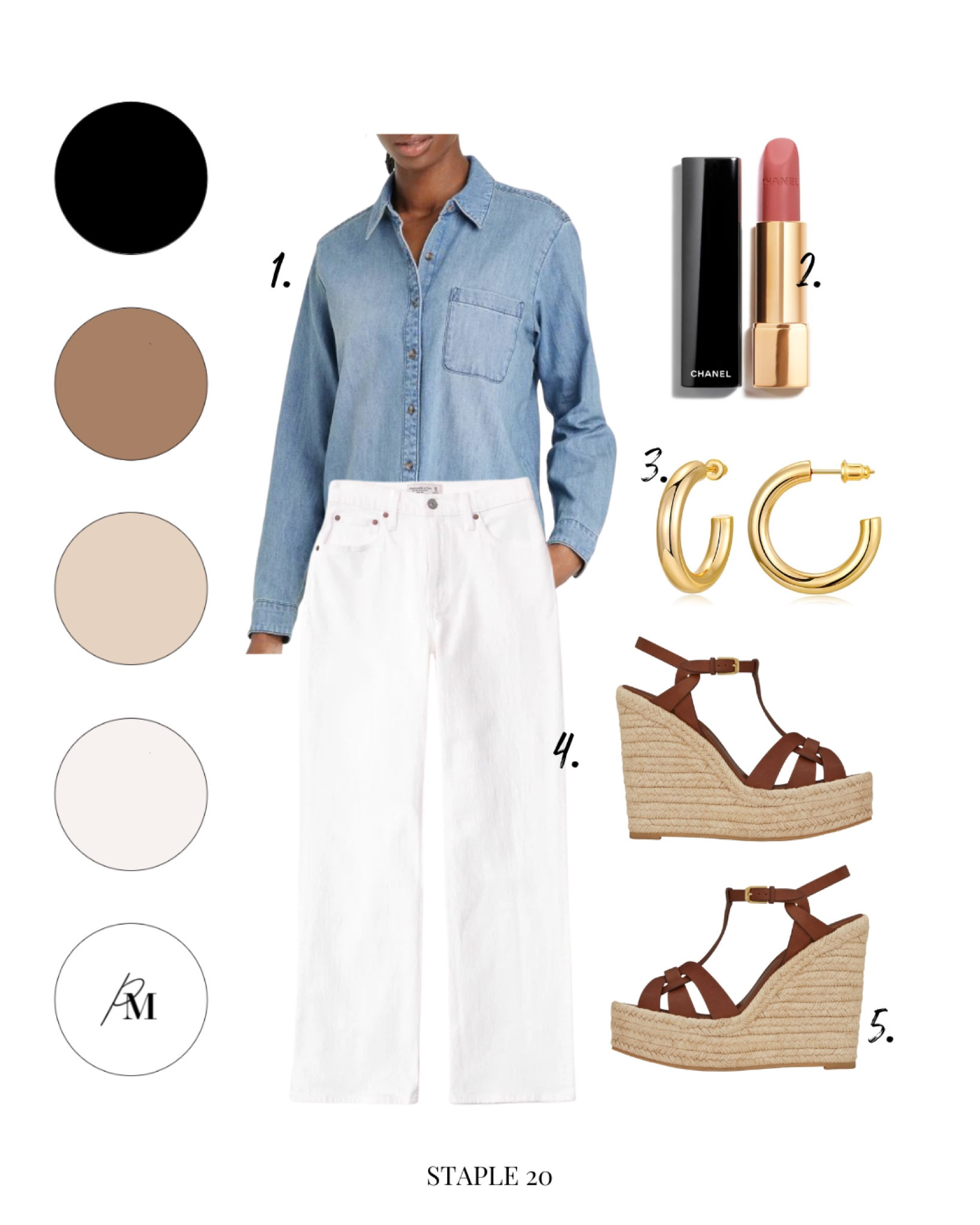 women’s long sleeve button up
abercrombie white denim 
chanel rouge lipstick
gold hoop earring
espadrille wedge

#LTKFind #LTKstyletip #LTKSeasonal