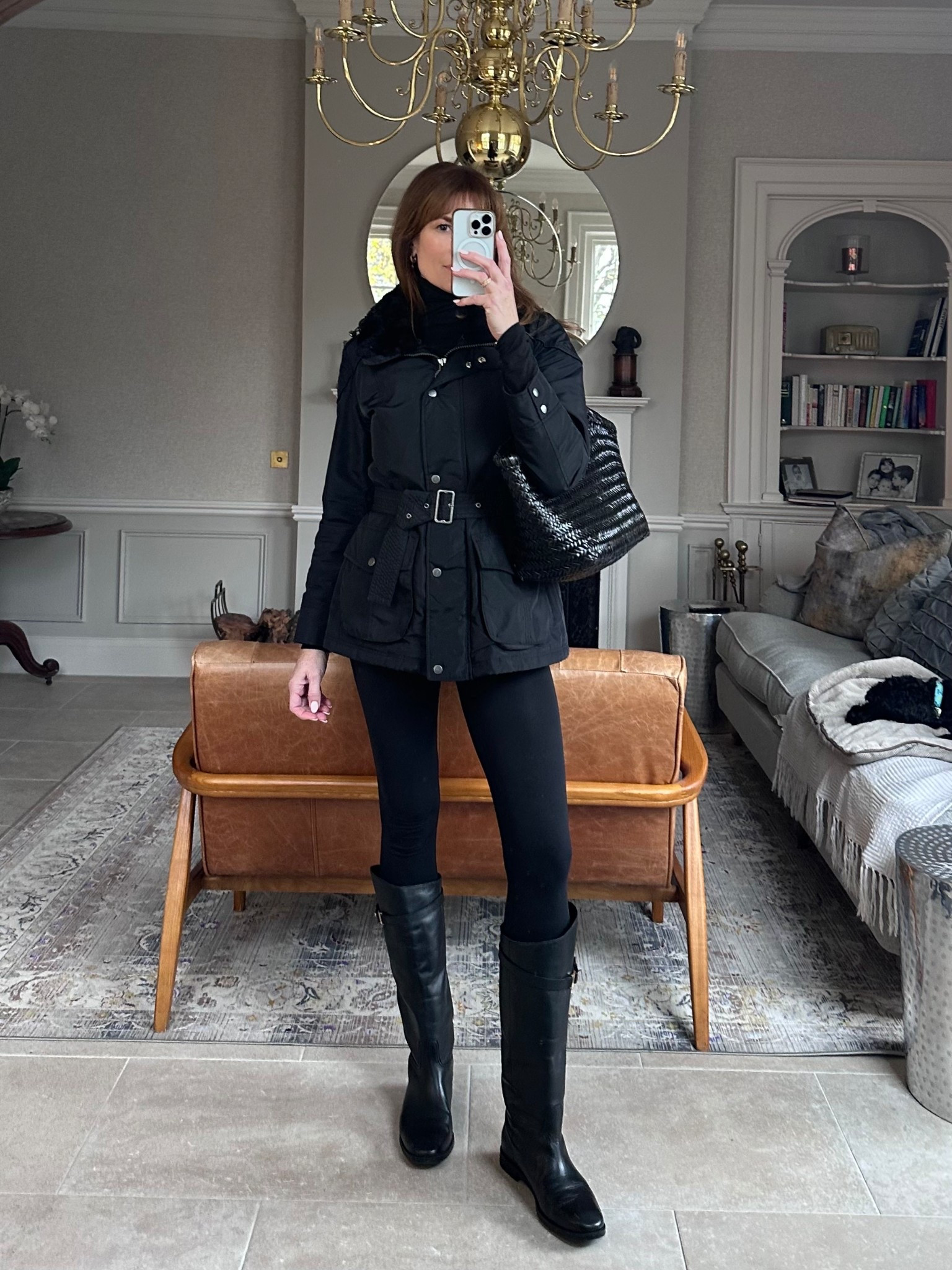 Barbour jacket size 12UK
Black leggings size small black knee-high boots 


#LTKwinter #LTKstyletip #LTKuk