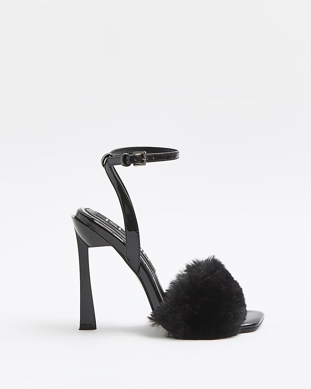 Black faux fur heels | River Island (UK & IE)