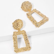Open Rectangle Textured Drop Earrings | SHEIN