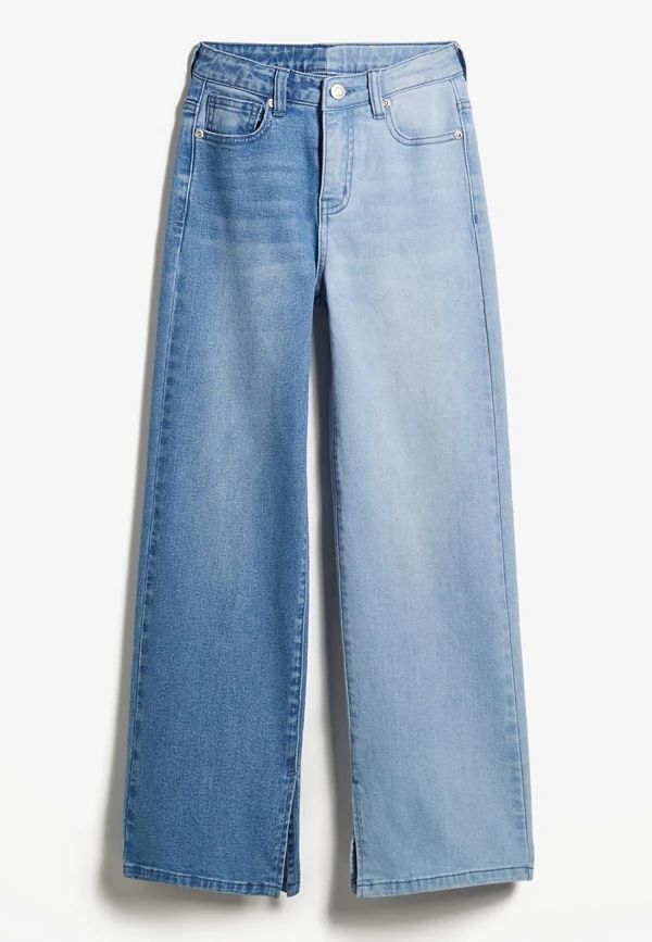 Girls High Rise Two Tone Wide Leg Jeans | Maurices