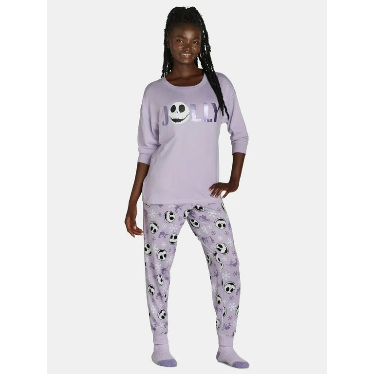 Nightmare Before Christmas Women's Lounge Top and Pants with Socks Set, 3-Piece, Sizes XS-3X | Walmart (US)