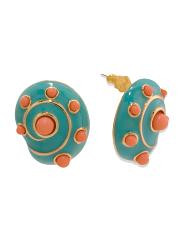 Turquoise Enamel Shell Dot Earrings | TJ Maxx