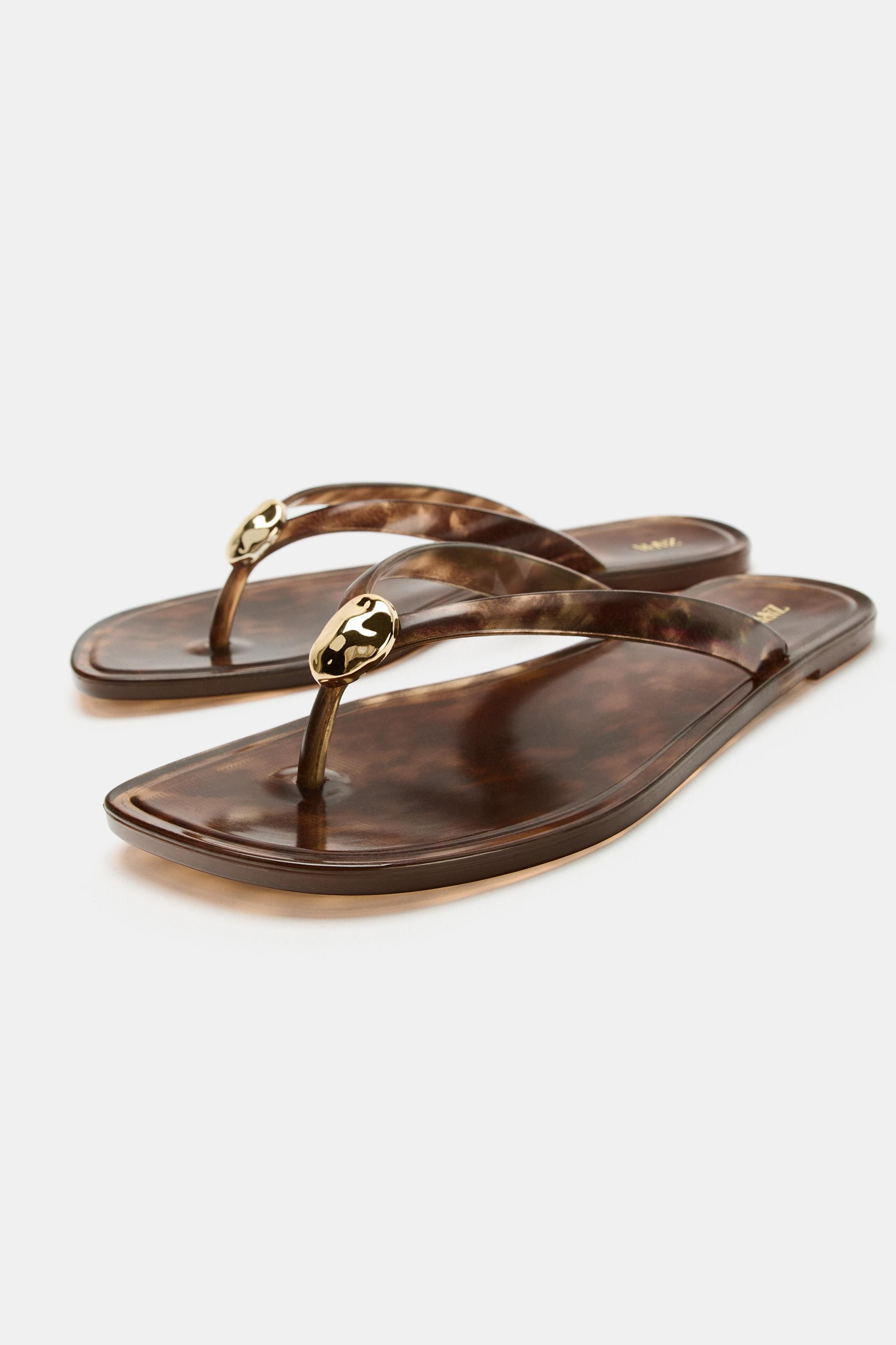 FLAT SANDALS WITH EMBELLISHMENT | Zara US