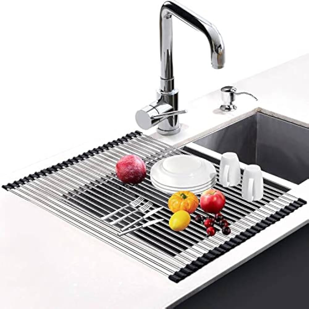 G-TING Dish Drying Rack 17.6" x 16", Over Sink Roll Up Large Dish Drainers Rack, Multipurpose Fol... | Amazon (US)
