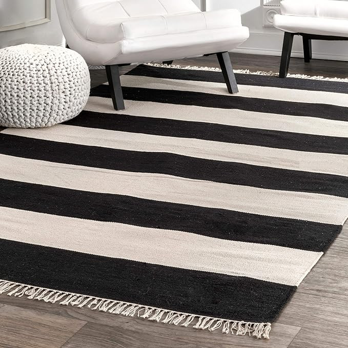nuLOOM Ashley Striped Area Rug, 3' x 5', Black | Amazon (US)