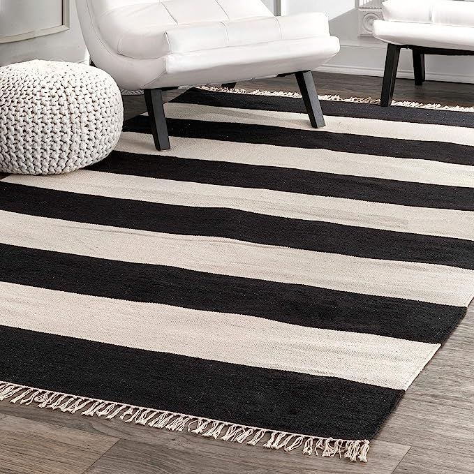 nuLOOM Ashley Striped Area Rug, 3' x 5', Black | Amazon (US)