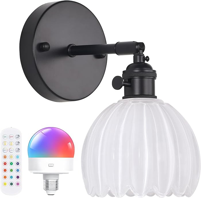Vintage Battery Operated Wall Sconce with Cute White Tulip Glass Lampshade Wireless Rechargeable ... | Amazon (US)