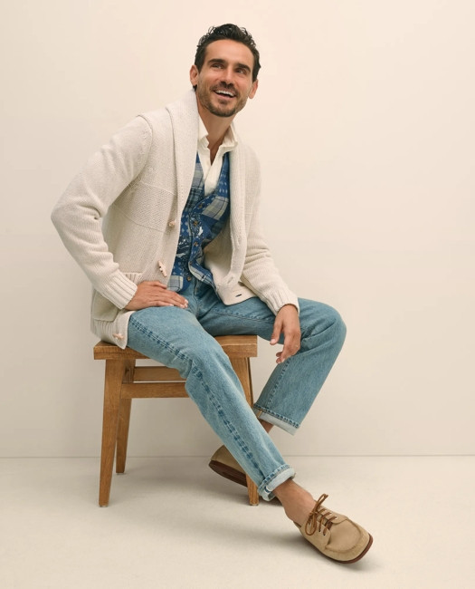 Brooks Brothers Men's Cotton Shawl Collar Toggle Cardigan | Cream | Size XL | Brooks Brothers