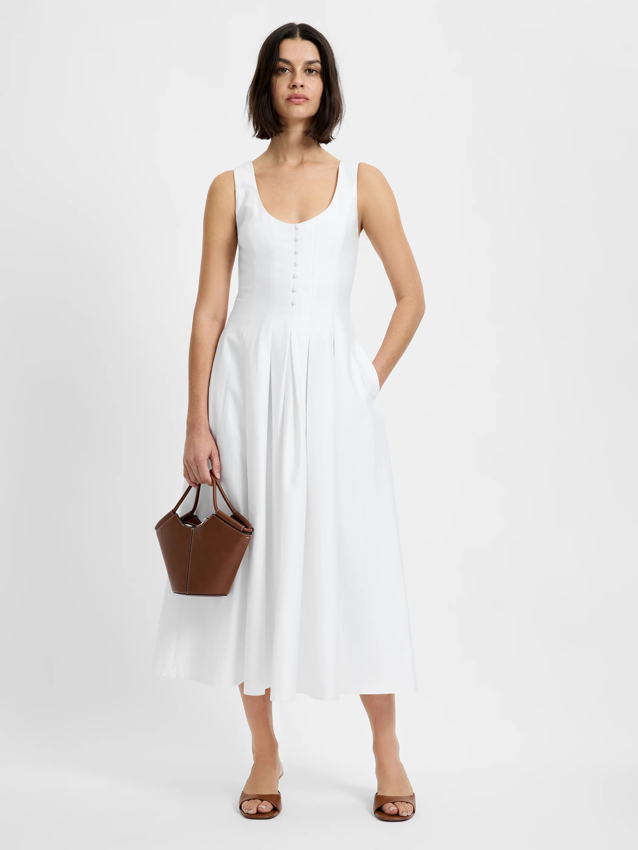 COTTON SATEEN MIDI DRESS | French Connection (US)
