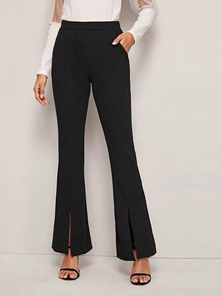 Firerie High Waist Slit Hem Flare Leg Pants | SHEIN