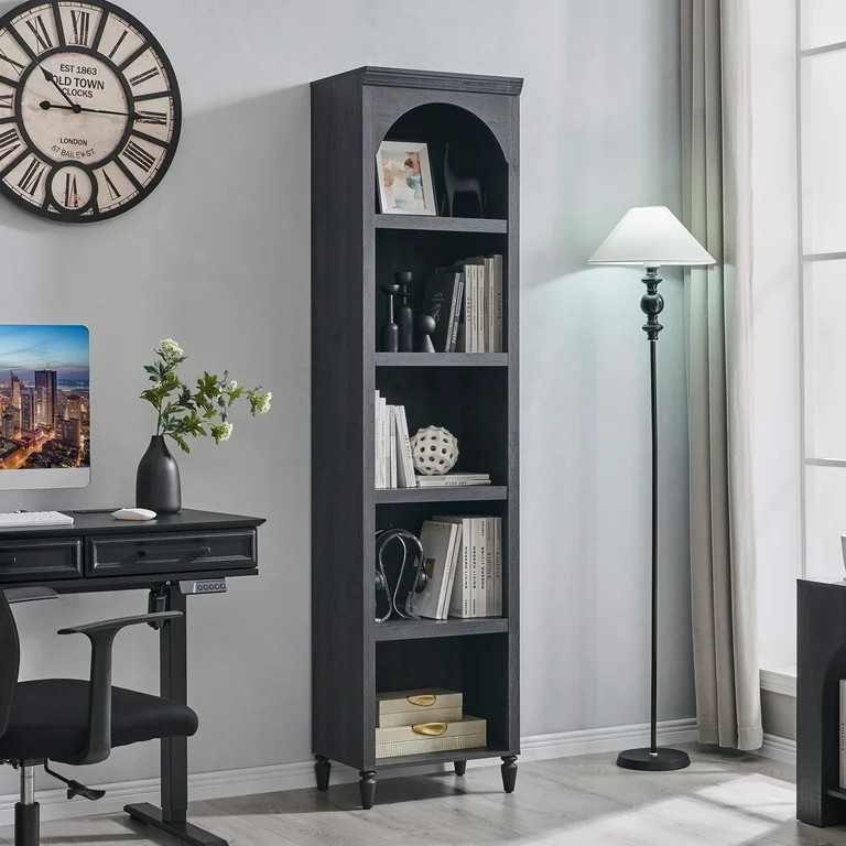 SinCiDo Tall Arched Bookcase, 5-Tier Narrow Bookshelf with Open Display Shelves for Living Room, ... | Walmart (US)
