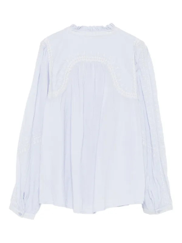 Ba&Sh Jaky Embroidered Ruffled Blouse | Blue | FARFETCH UK | Farfetch Global