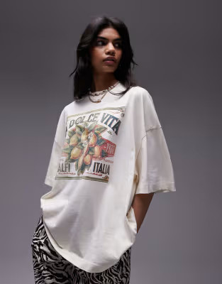Topshop  graphic la dolce vita tee in ecru | ASOS (Global)