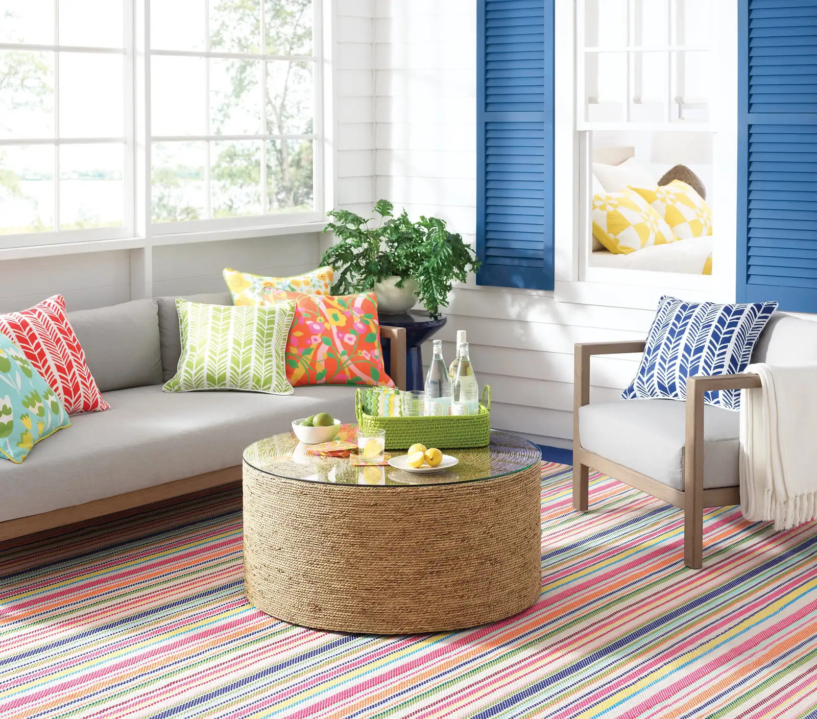Summer Stripe Handwoven Indoor/Outdoor Rug | Annie Selke