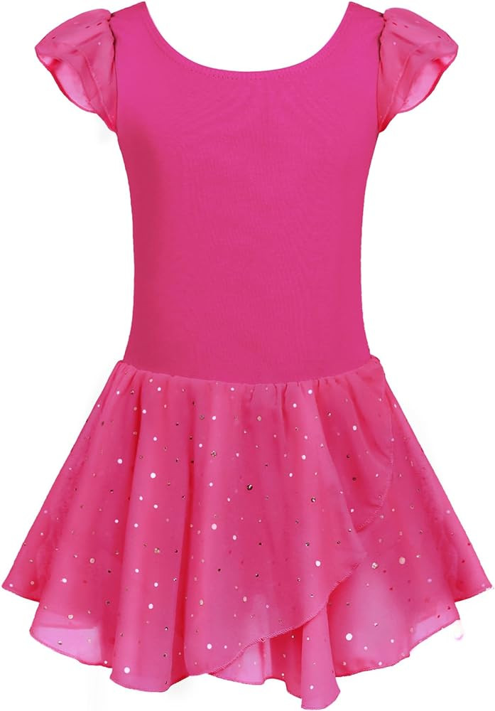Arshiner Girls Ruffle Sleeve Ballet Dance Dress Tutu Skirted Leotard | Amazon (US)