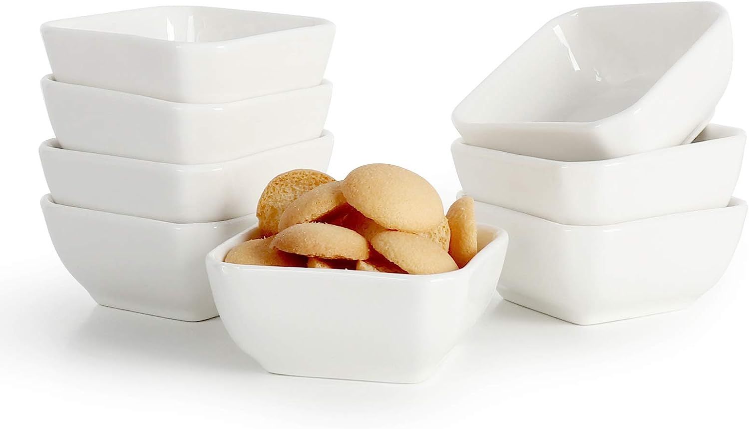 3 oz Ceramic Dip Bowls Set, SZUAH 8 Pack White Porcelain Mini Dipping Sauce Bowls Condiments Serv... | Amazon (US)