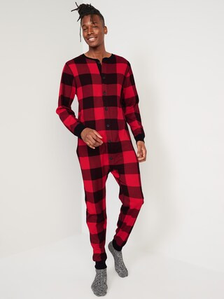 Thermal-Knit Matching Print One-Piece Pajamas for Men | Old Navy (US)
