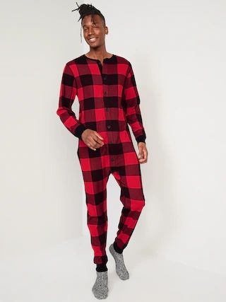 Thermal-Knit Matching Print One-Piece Pajamas for Men | Old Navy (US)