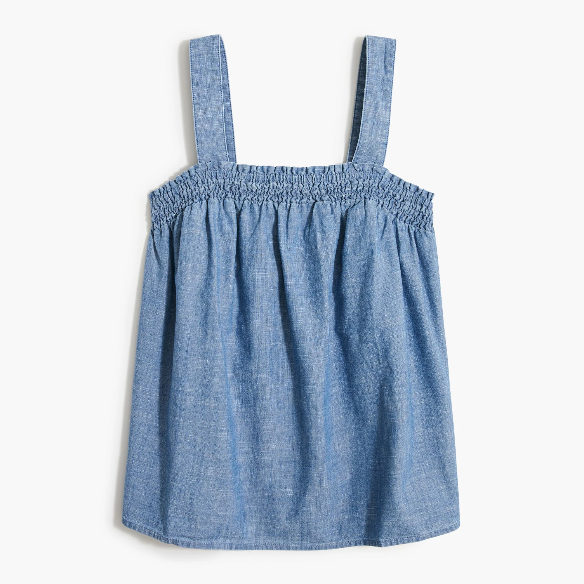 Chambray squareneck smocked tank top | J.Crew Factory