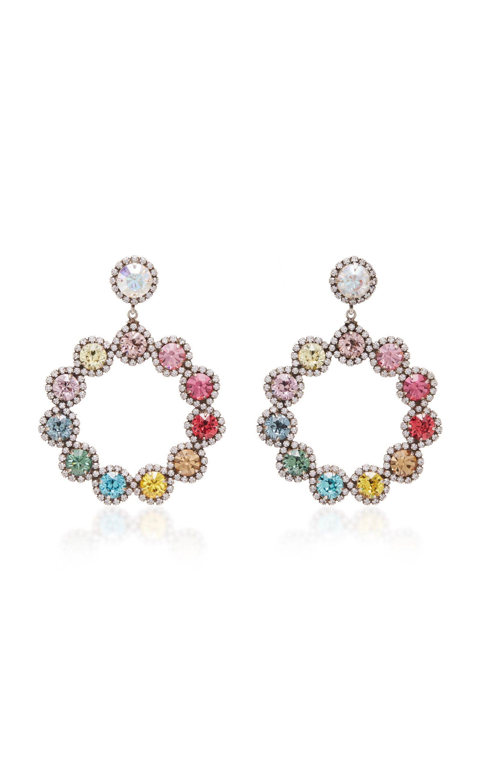 Isabelle Rainbow Brass and Crystal Hoop Earrings | Moda Operandi Global