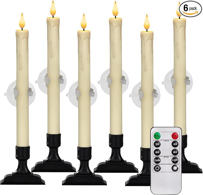Homemory 6 Pcs Window Candles with Remote Timer Dimmer, Christmas Candles for Window Battery Oper... | Amazon (US)