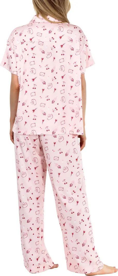 Sunday Rest Print Short Sleeve Satin Pajamas | Nordstrom